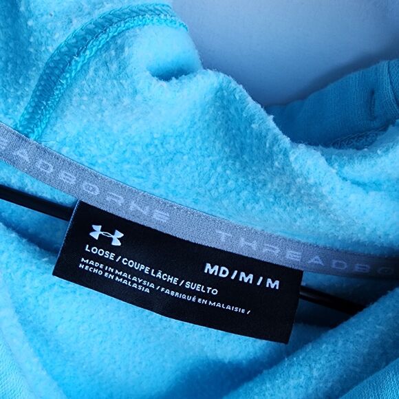 Under Armour Threadborne Loose Light Turquoise Women's Pullover Hoodie Sz Medium - Picture 4 of 5